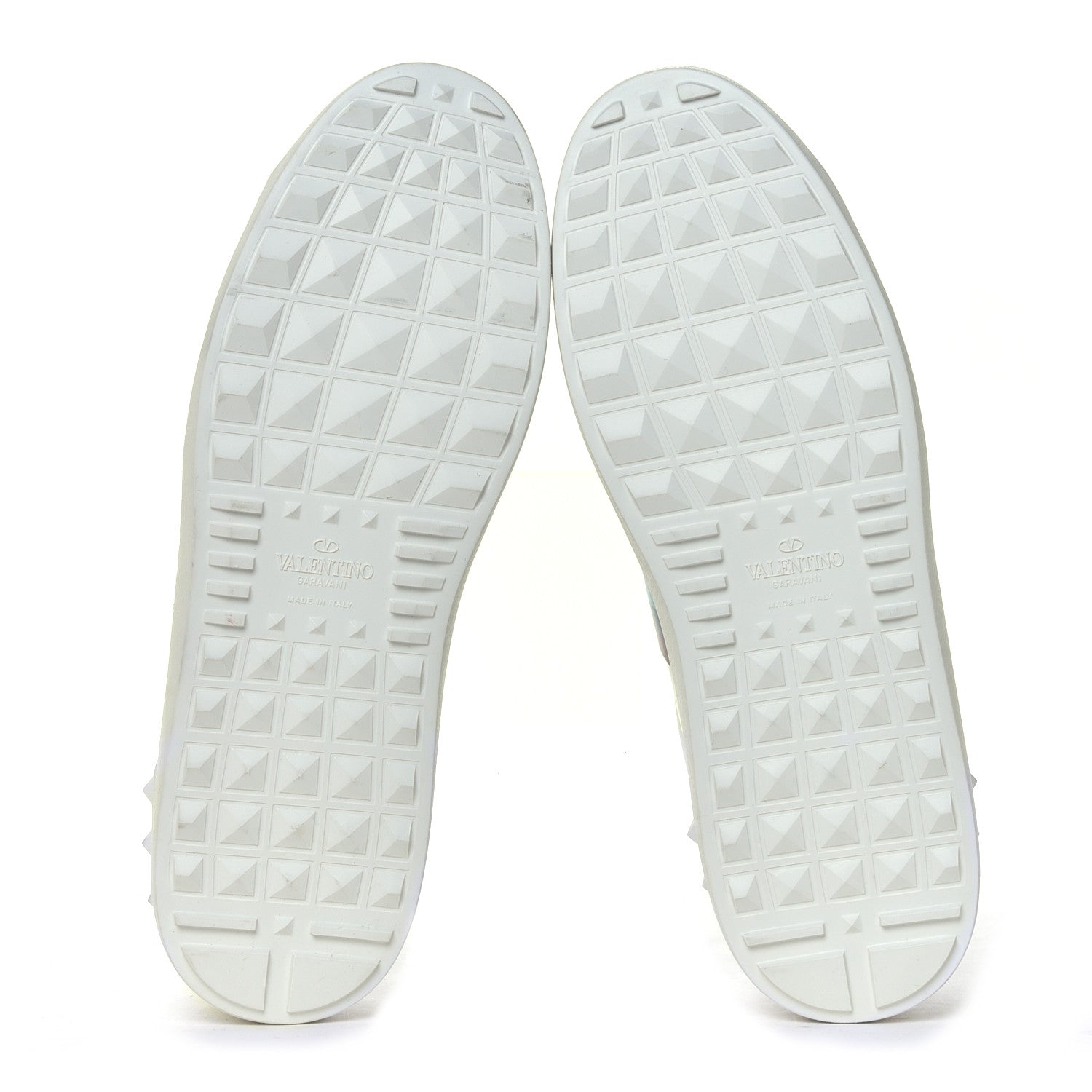 Valentino Garavani Calfskin Rainbow Printed Rockstud Open Sneakers 40 White Multicolor 11 of 16