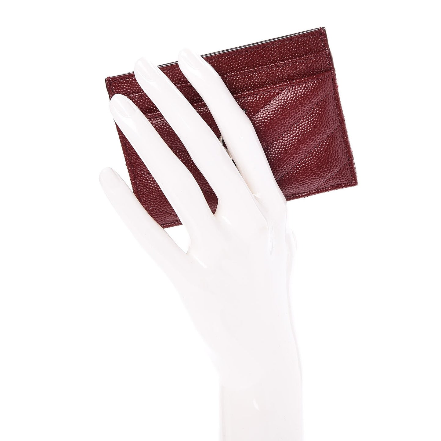 Grain De Poudre Matelasse Chevron Monogram Credit Card Case Palissandre