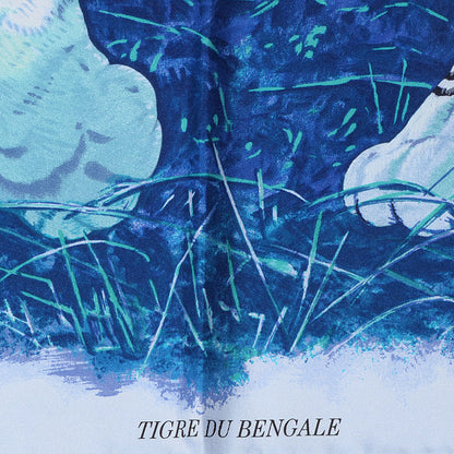 Hermes Silk Tigre du Bengale Scarf 90 Bleu Dur Ciel Turquoise Bleu 4 of 5
