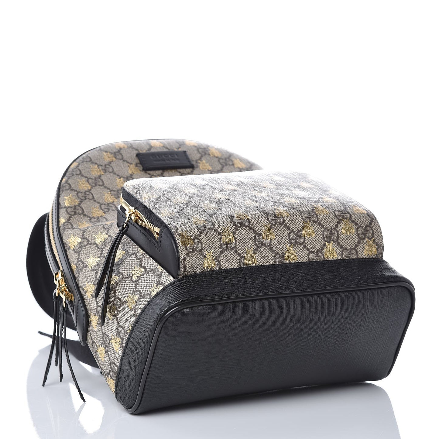 GG Supreme Monogram Bees Print Small Day Backpack Beige Oro Black