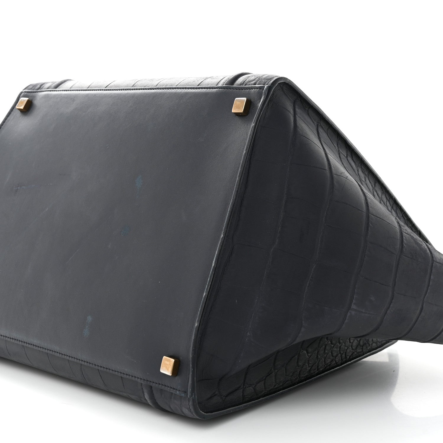 Celine Crocodile Embossed Calfskin Medium Phantom Luggage Navy Blue 10 of 12