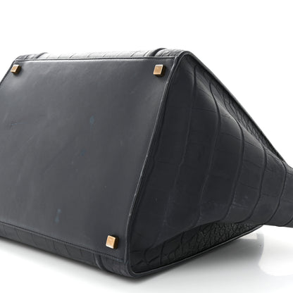 Celine Crocodile Embossed Calfskin Medium Phantom Luggage Navy Blue 10 of 12
