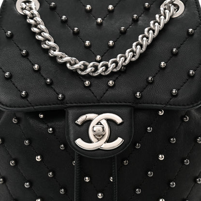 Chanel Lambskin Chevron Quilted Studded Stud Wars Backpack Black 7 of 10