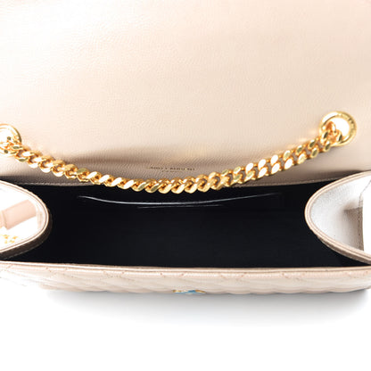 Saint Laurent Grain De Poudre Textured Mixed Matelasse Triquilt Small Monogram Satchel Nude Powder 5 of 10