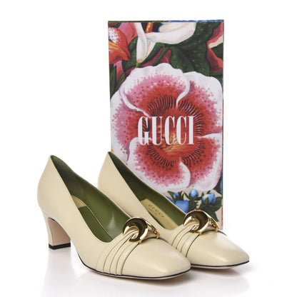 Gucci Malaga Kid Half Moon GG Square Toe Pumps 41.5 White 9 of 9