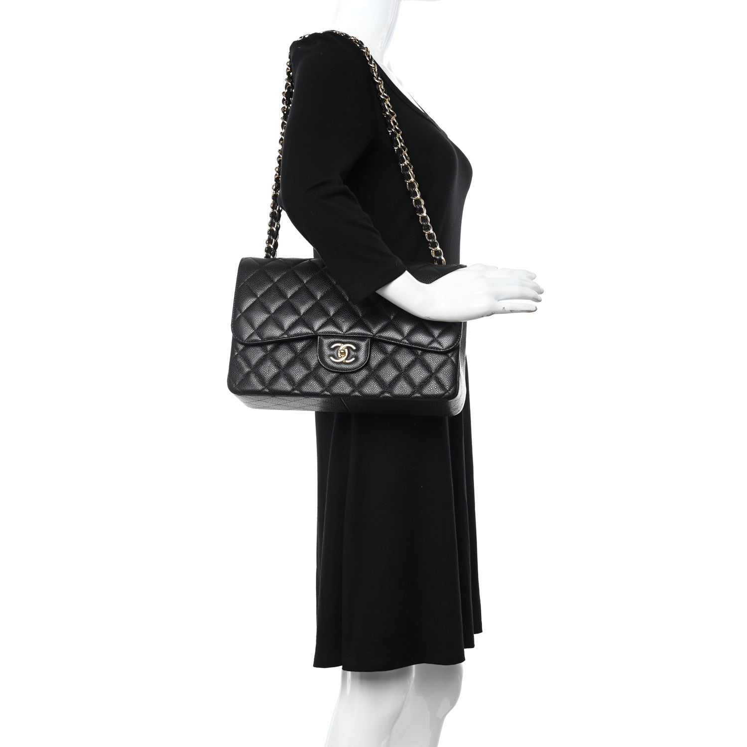 Chanel Caviar Quilted Jumbo Double Flap Black 2 of 11
