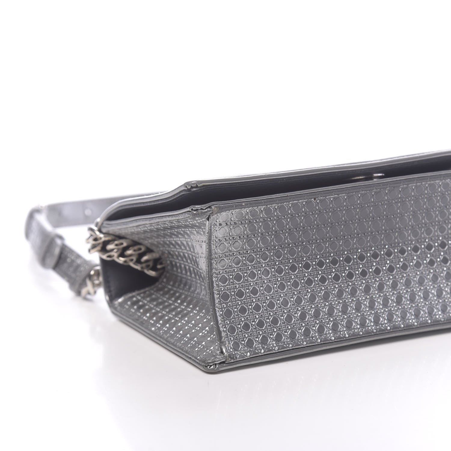 Christian Dior Metallic Patent Micro-Cannage Small Diorama Flap Bag Silver 8 of 12