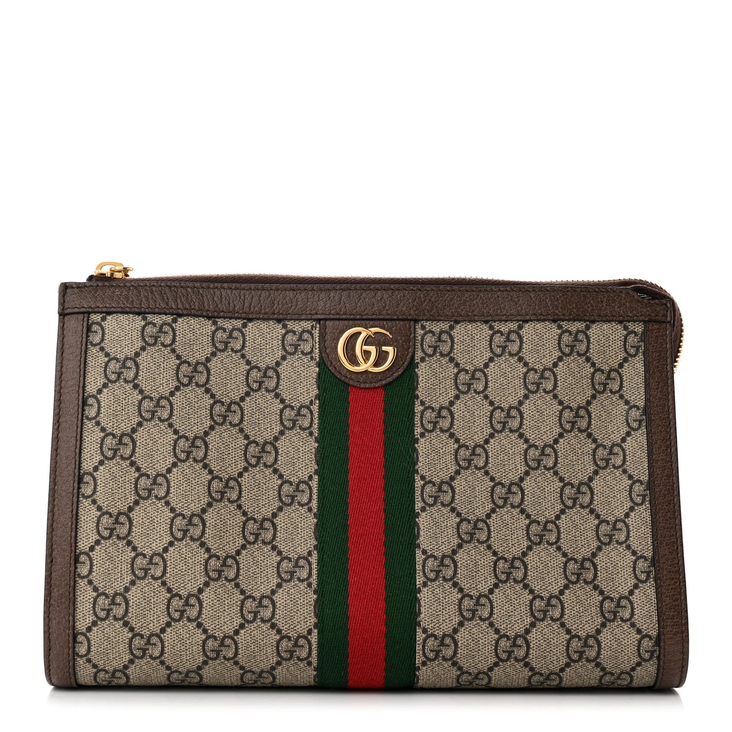 GG Supreme Monogram Web Large Ophidia Cosmetic Case Beige New Acero