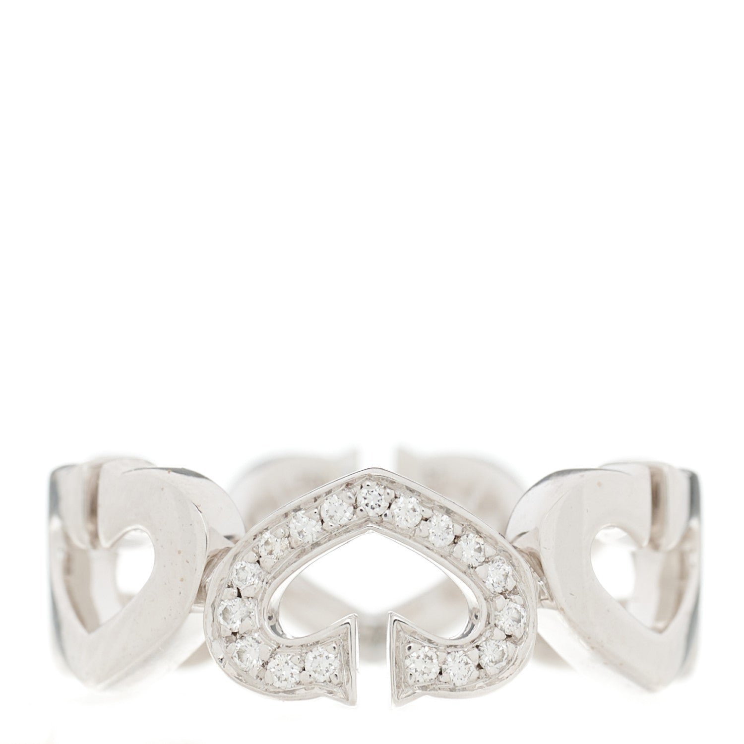 Cartier 18K White Gold Diamond Hearts and Symbols Ring 51 5.75 1 of 7