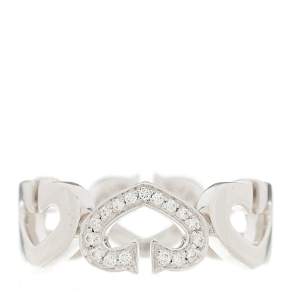 Cartier 18K White Gold Diamond Hearts and Symbols Ring 51 5.75 1 of 7