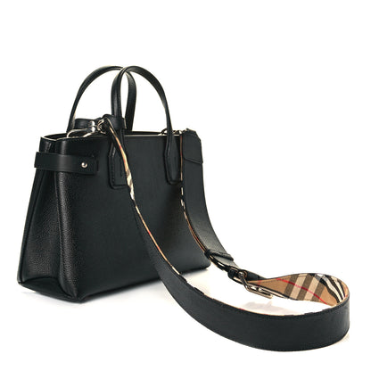 Burberry Grainy Calfskin House Check Small Banner Tote Black 4 of 11