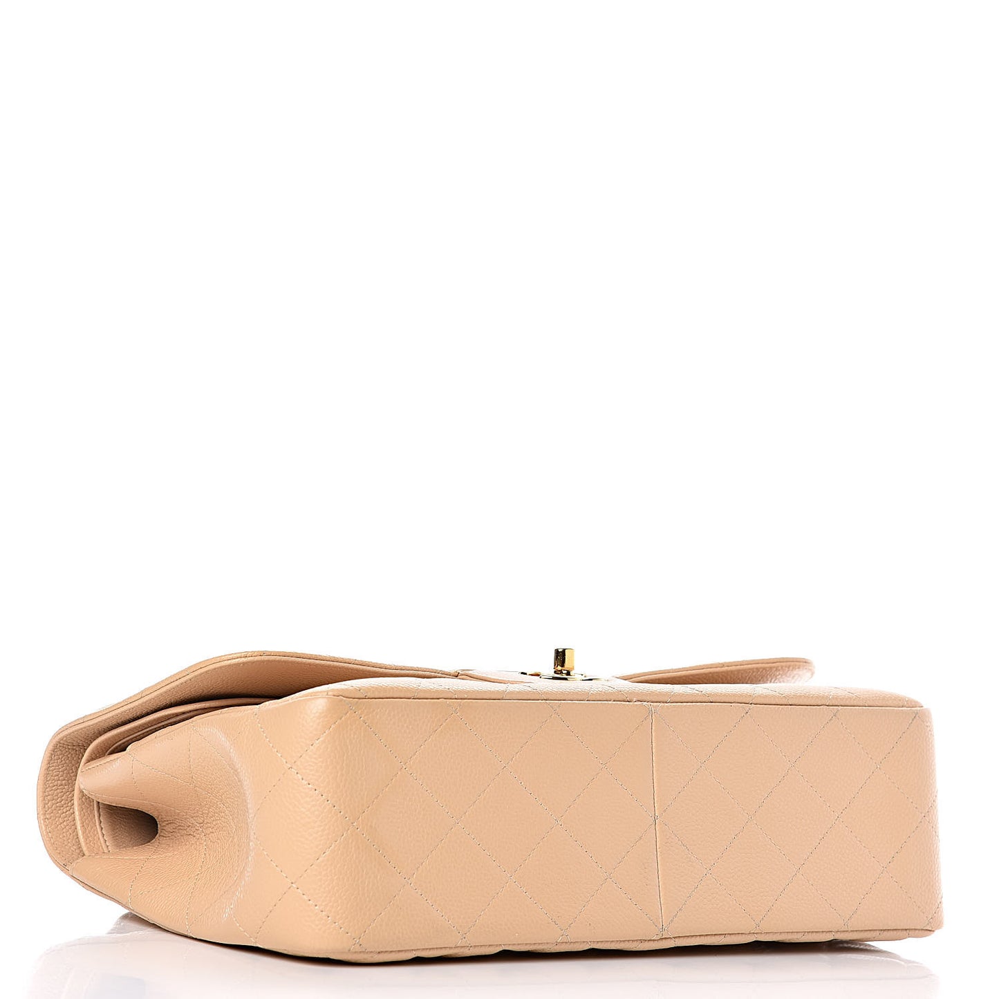 Caviar Quilted Jumbo Double Flap Light Beige