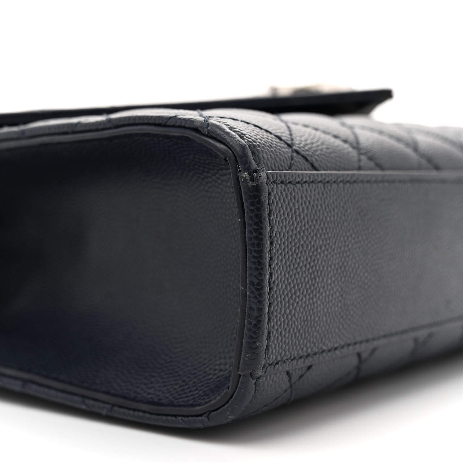 Saint Laurent Grain De Poudre Textured Mixed Matelasse Triquilt Medium Monogram Satchel Deep Marine 9 of 13