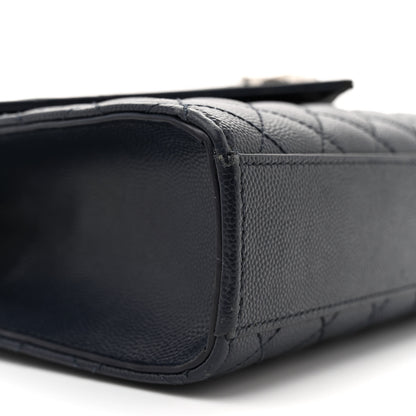 Saint Laurent Grain De Poudre Textured Mixed Matelasse Triquilt Medium Monogram Satchel Deep Marine 9 of 13