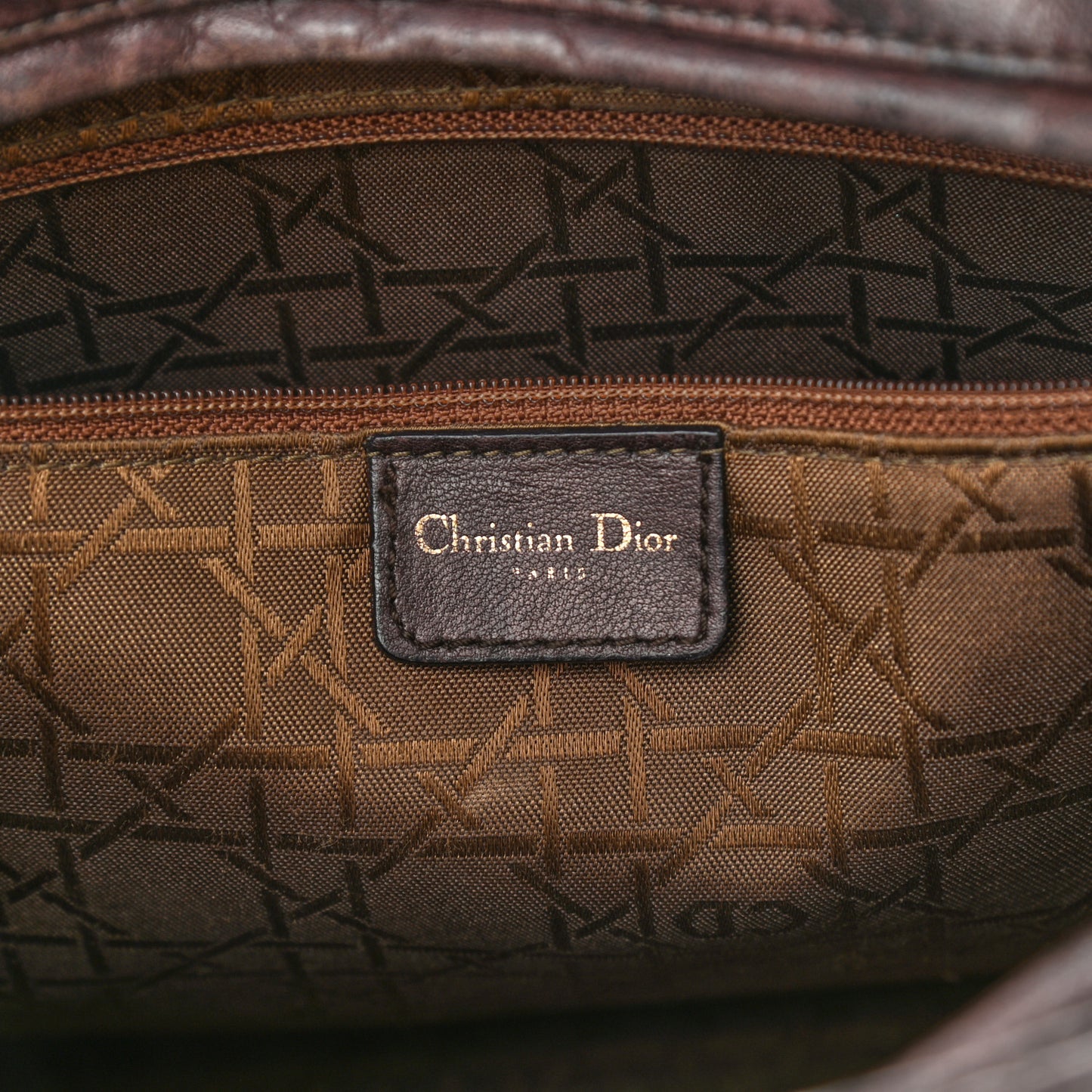 Lambskin Cannage Large Lady Dior Dark Brown
