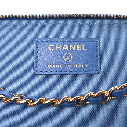 Chanel Raffia Jute Striped Small Vanity Case With Chain Blue Beige 6 of 10