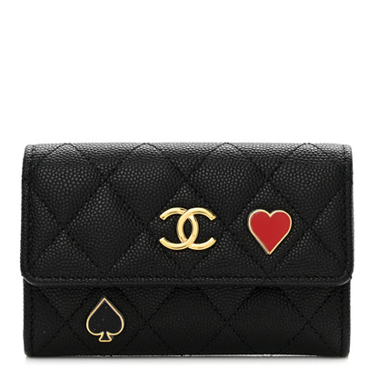 Chanel Caviar Quilted Enamel Coco Casino Flap Card Holder Wallet Black 1 of 9