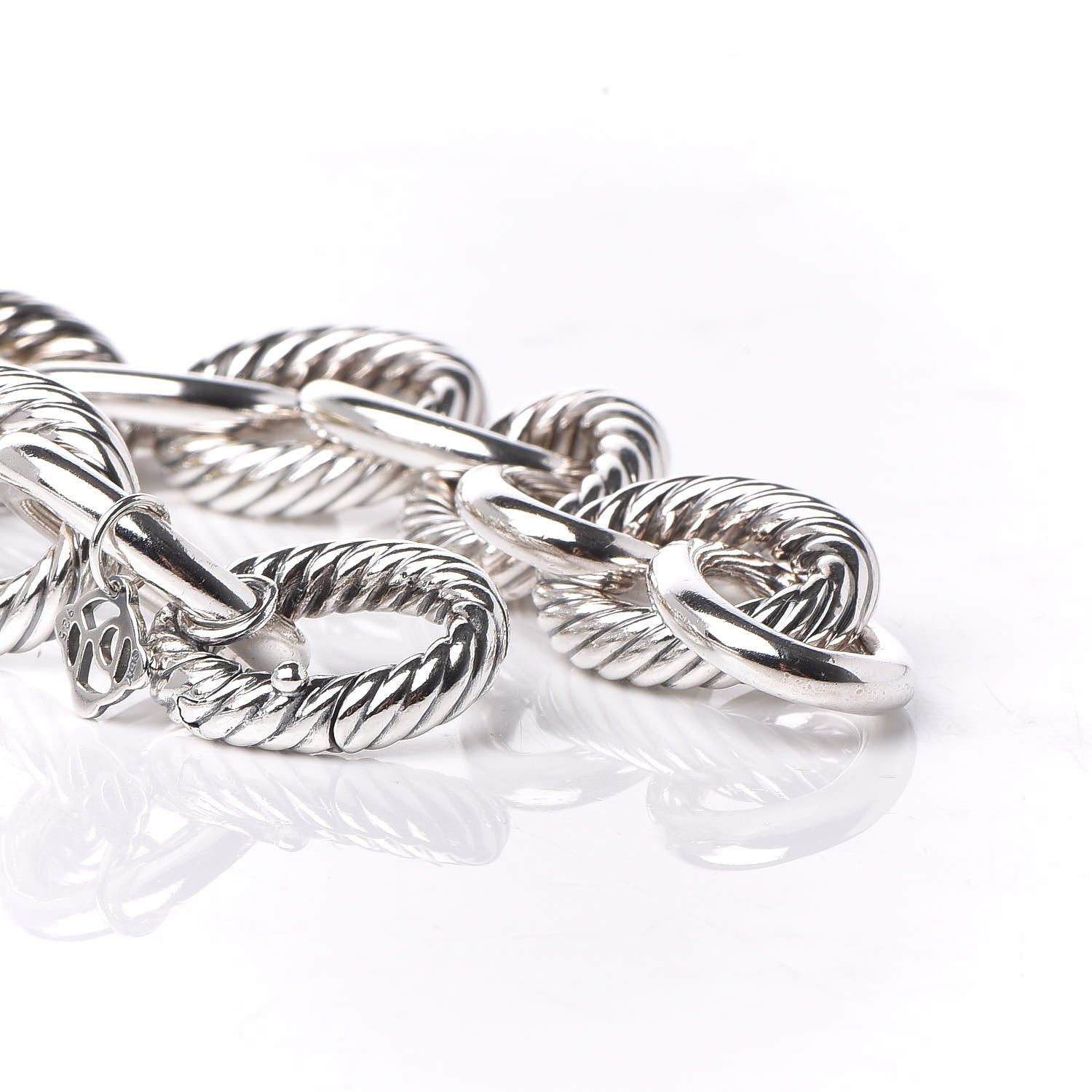 David Yurman Sterling Silver 18K Yellow Gold 19mm Extra Large Oval Link Bracelet 6 of 6