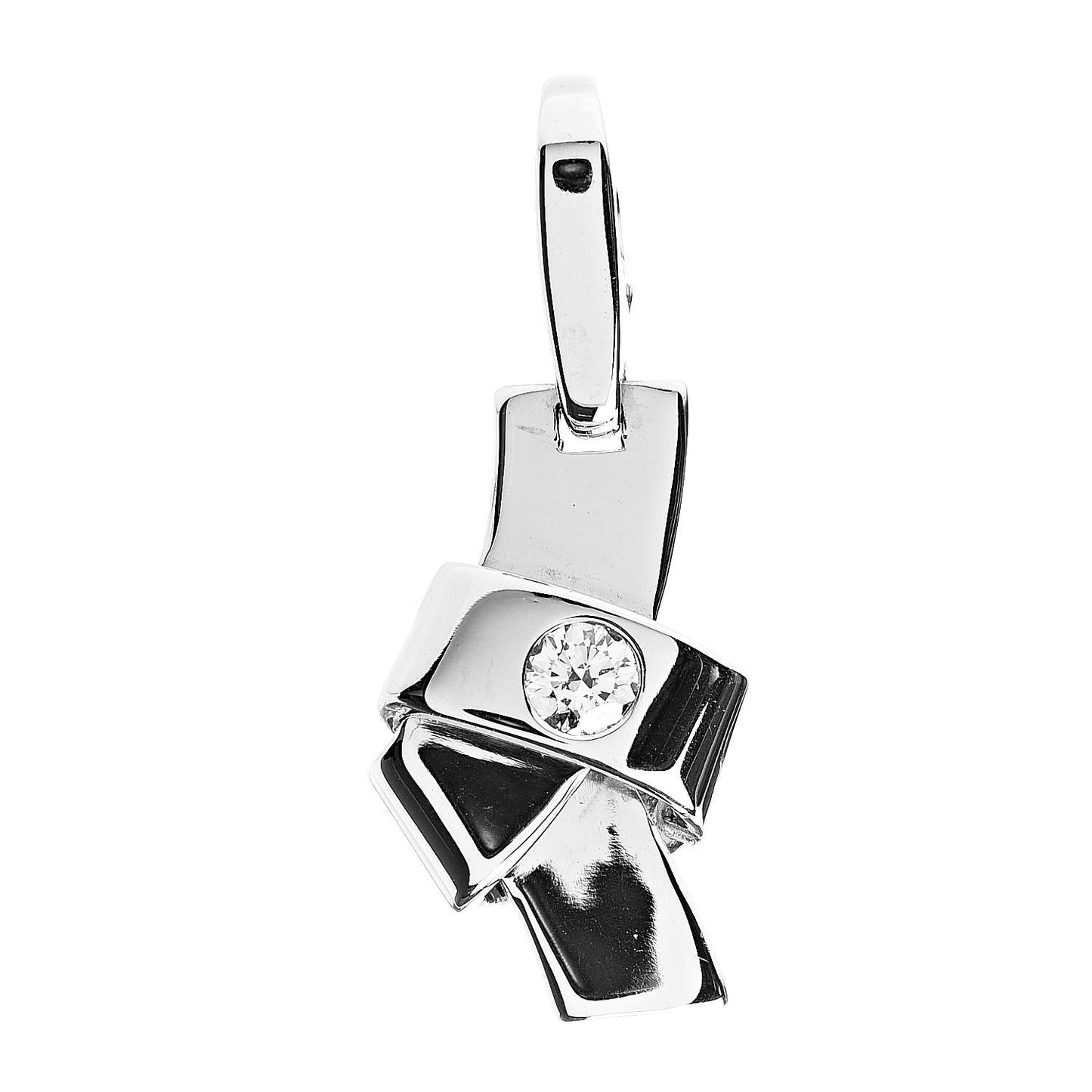 18K White Gold Diamond Ribbon Knot Charm