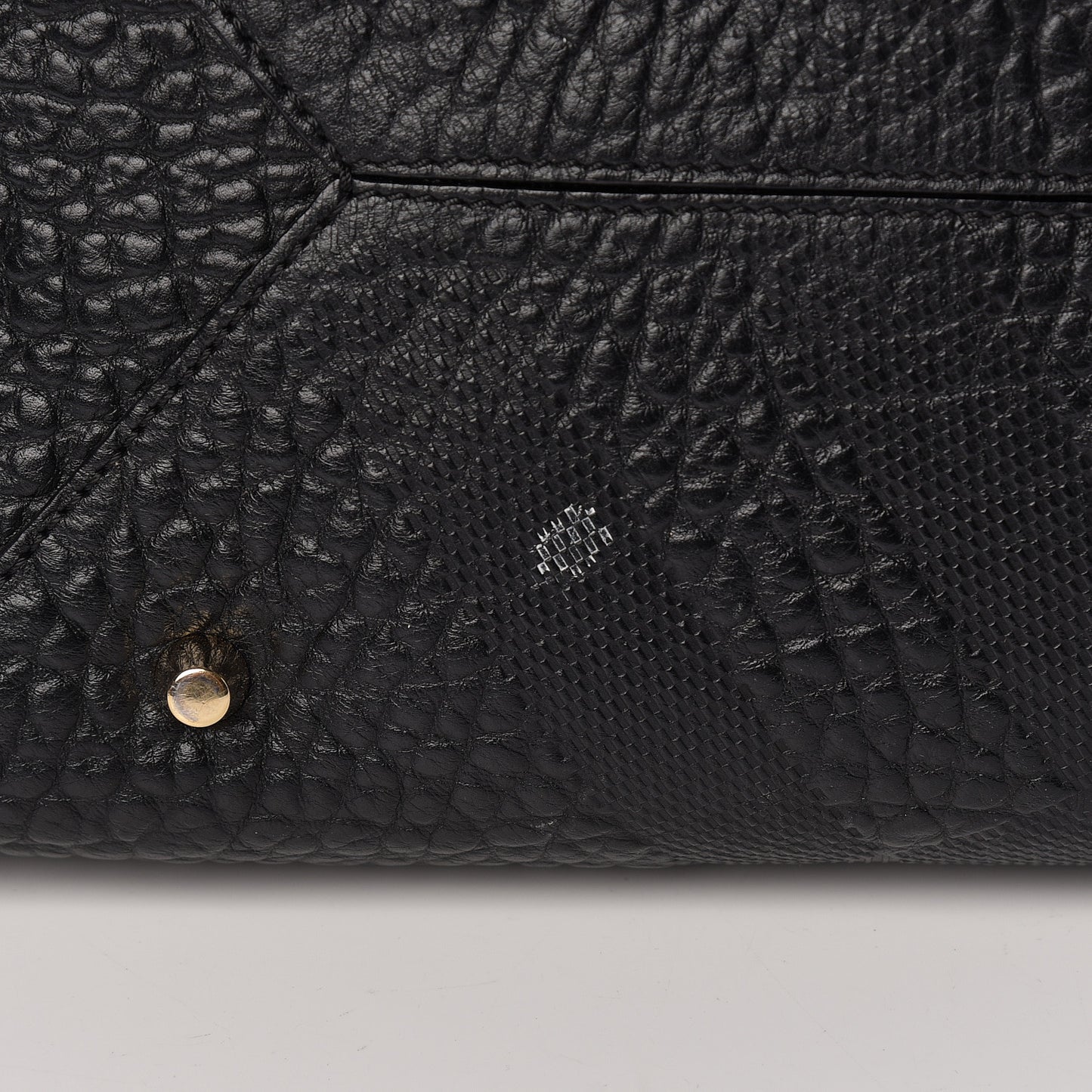 Signature Grain Calfskin Check Embossed Small Canterbury Tote Black