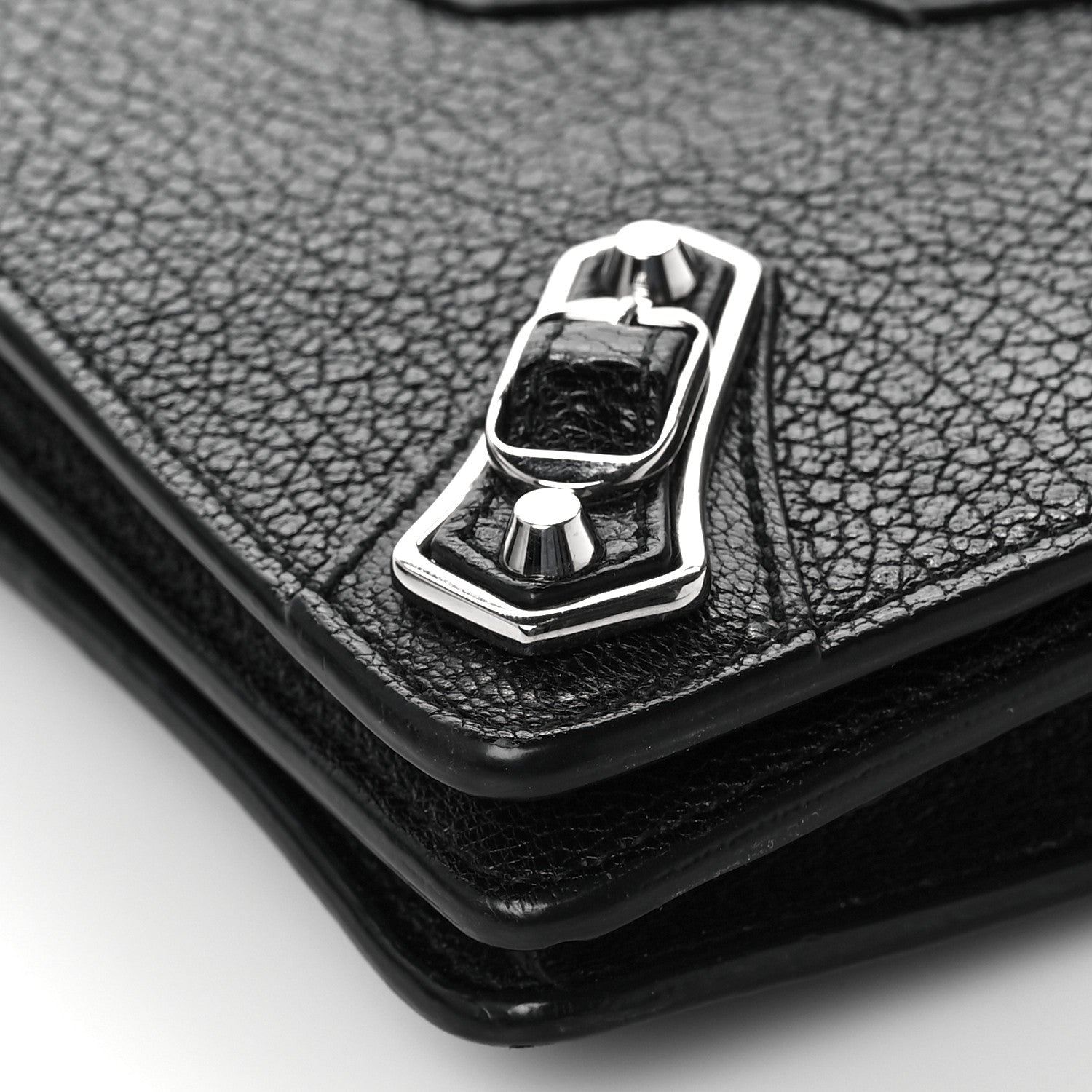 Balenciaga Agneau Silver Metallic Edge Hardware Wallet On Chain Black 5 of 7