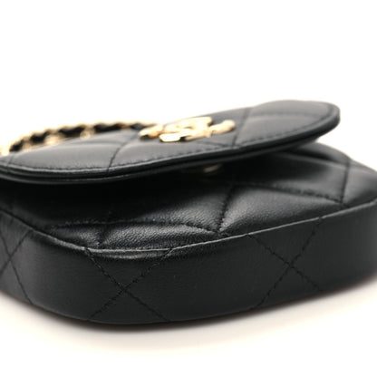 Chanel Lambskin Quilted Pearl Top Handle Clutch With Chain Black 10 of 11