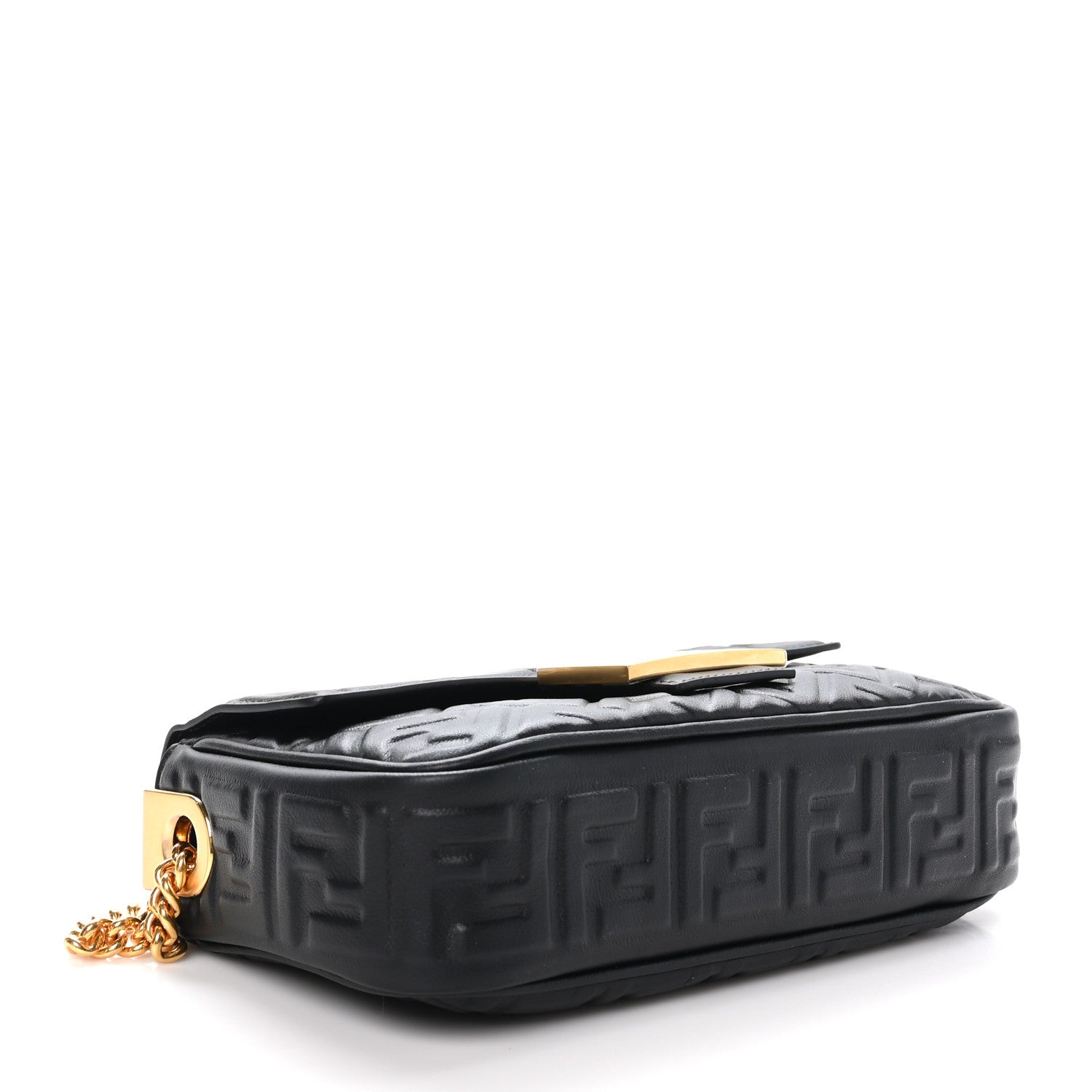 Fendi Nappa Small FF Embossed Midi Chain Baguette Black 4 of 10