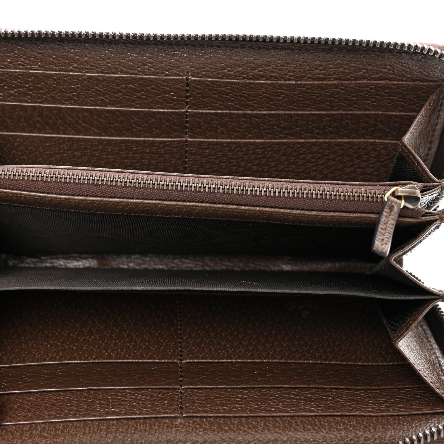 Gucci Monogram Jumbo GG Textured Dollar Calfskin Diana Zip Around Continental Wallet Camel Ebony New Acero 5 of 8