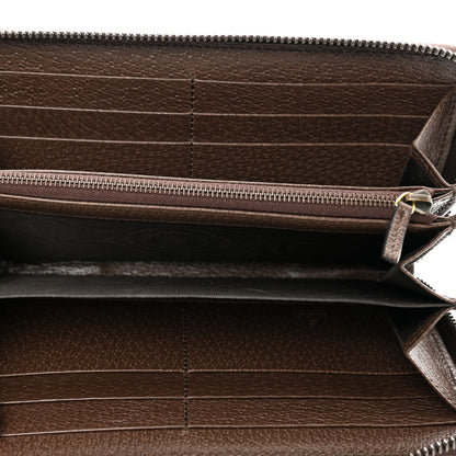Gucci Monogram Jumbo GG Textured Dollar Calfskin Diana Zip Around Continental Wallet Camel Ebony New Acero 5 of 8