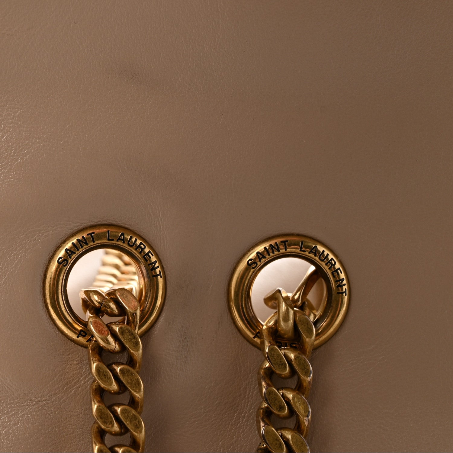 Saint Laurent Calfskin Y Quilted Monogram Medium Loulou Chain Satchel Dark Beige 12 of 15