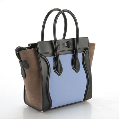 Celine Baby Grained Calfskin Nubuck Micro Tri-Color Luggage Porcelain 3 of 9