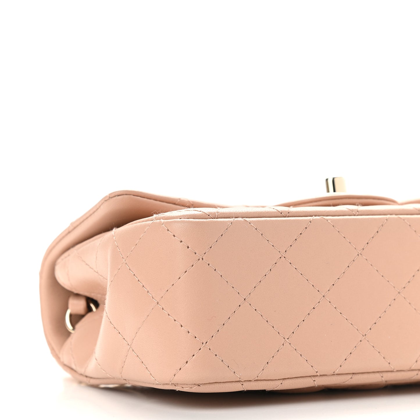 Lambskin Quilted Mini Rectangular Flap Beige