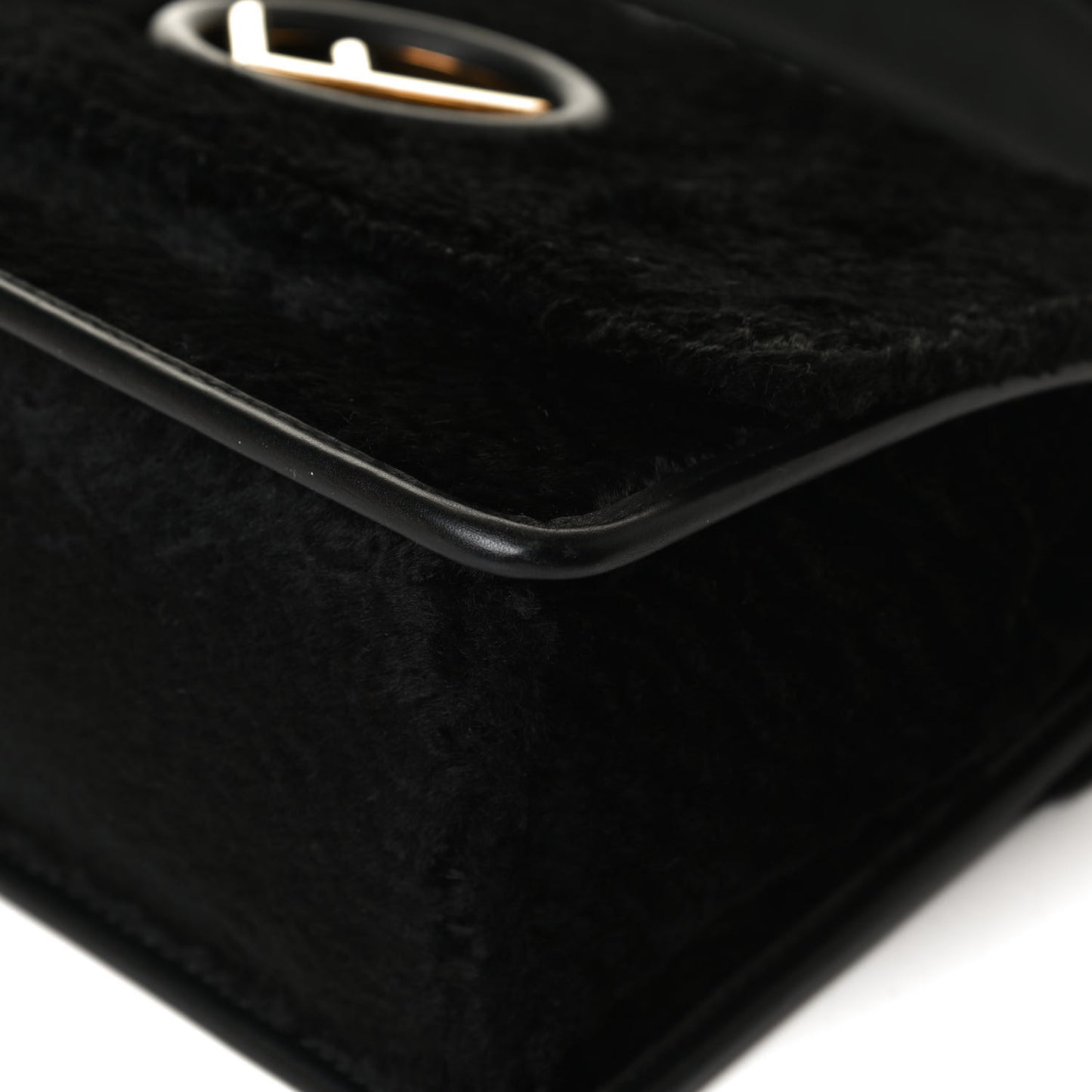 Velluto Astrakan Vitello Dolce F is Fendi Kan I Shoulder Bag Black