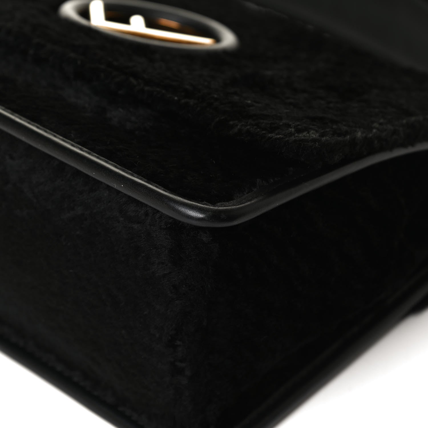 Fendi Velluto Astrakan Vitello Dolce F is Fendi Kan I Shoulder Bag Black 12 of 17