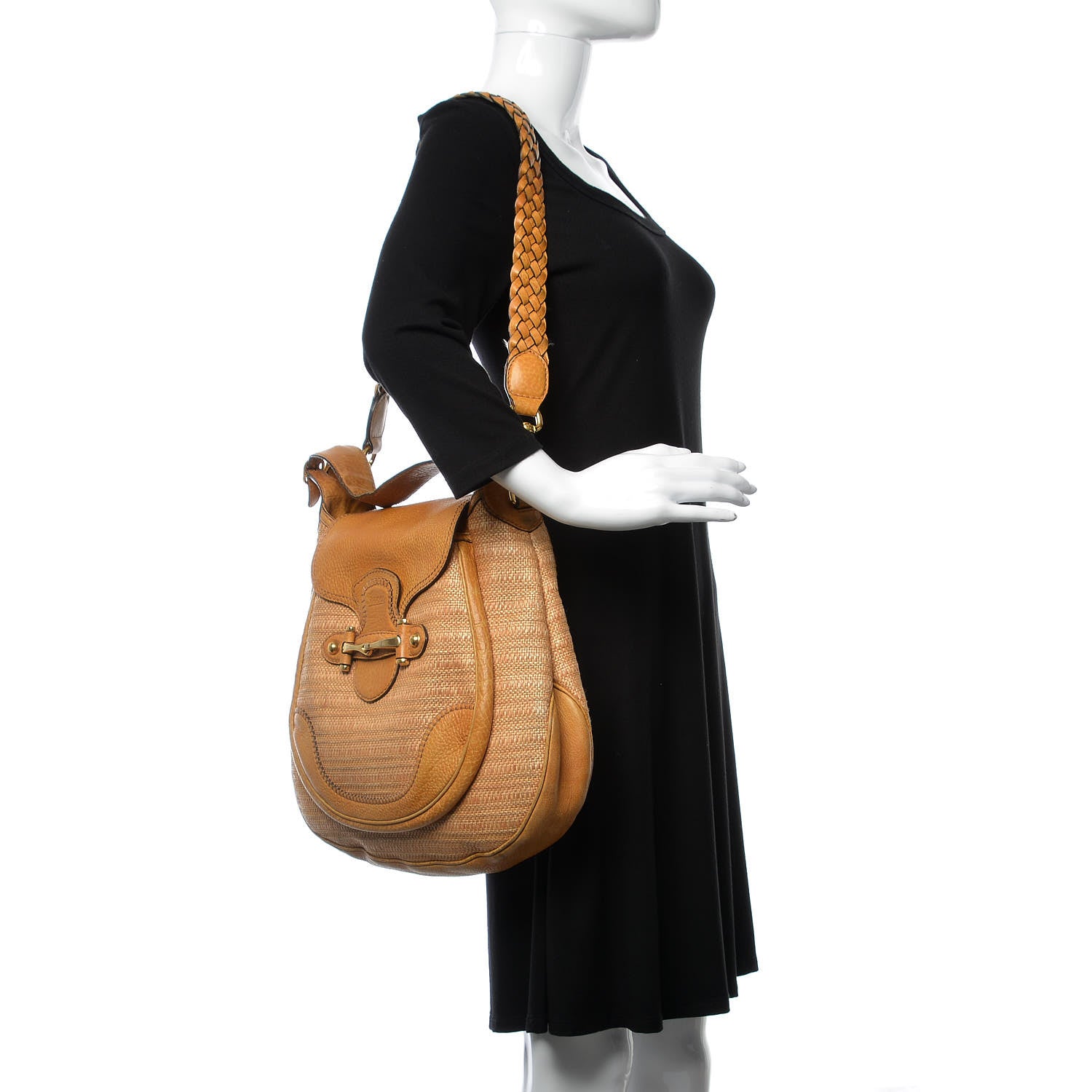 Gucci Libeccio Raffia Large New Pelham Shoulder Bag Light Brown 2 of 17