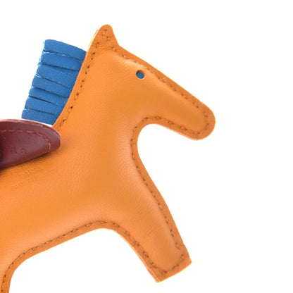 Hermes Milo Lambskin Grigri Rodeo Horse Bag Charm PM Jaune D'Or Bleu Zanzibar Rouge H 3 of 5