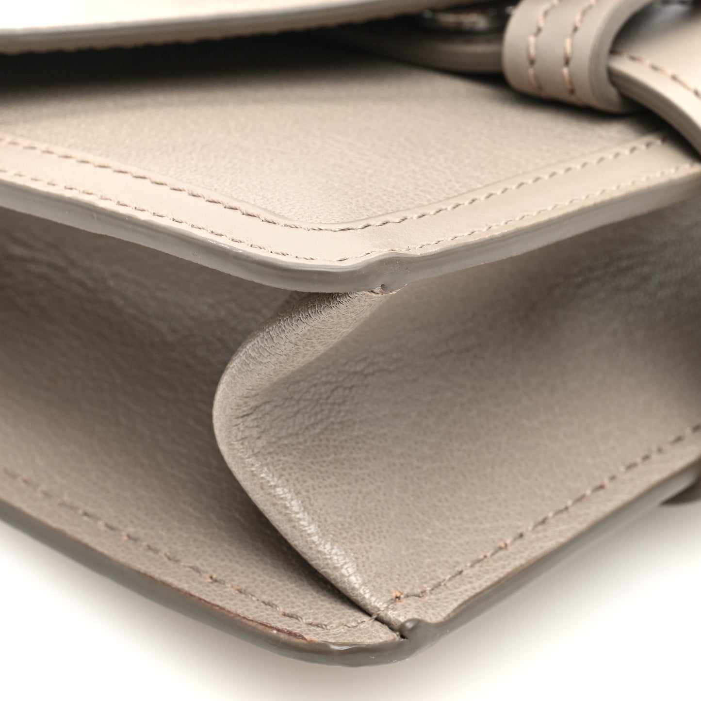 Shiny Goatskin Calfskin Mini Aby Chain Shoulder Bag Motty Grey