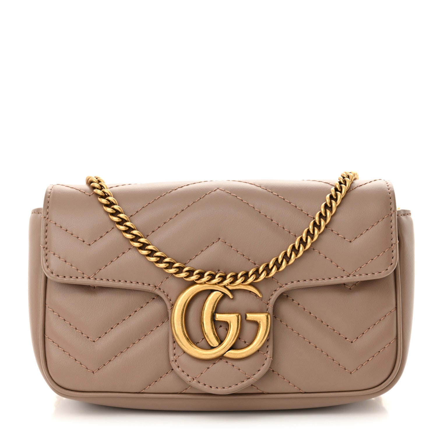 Gucci Calfskin Matelasse Super Mini GG Marmont Shoulder Bag Porcelain Rose 1 of 11