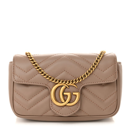 Gucci Calfskin Matelasse Super Mini GG Marmont Shoulder Bag Porcelain Rose 1 of 11