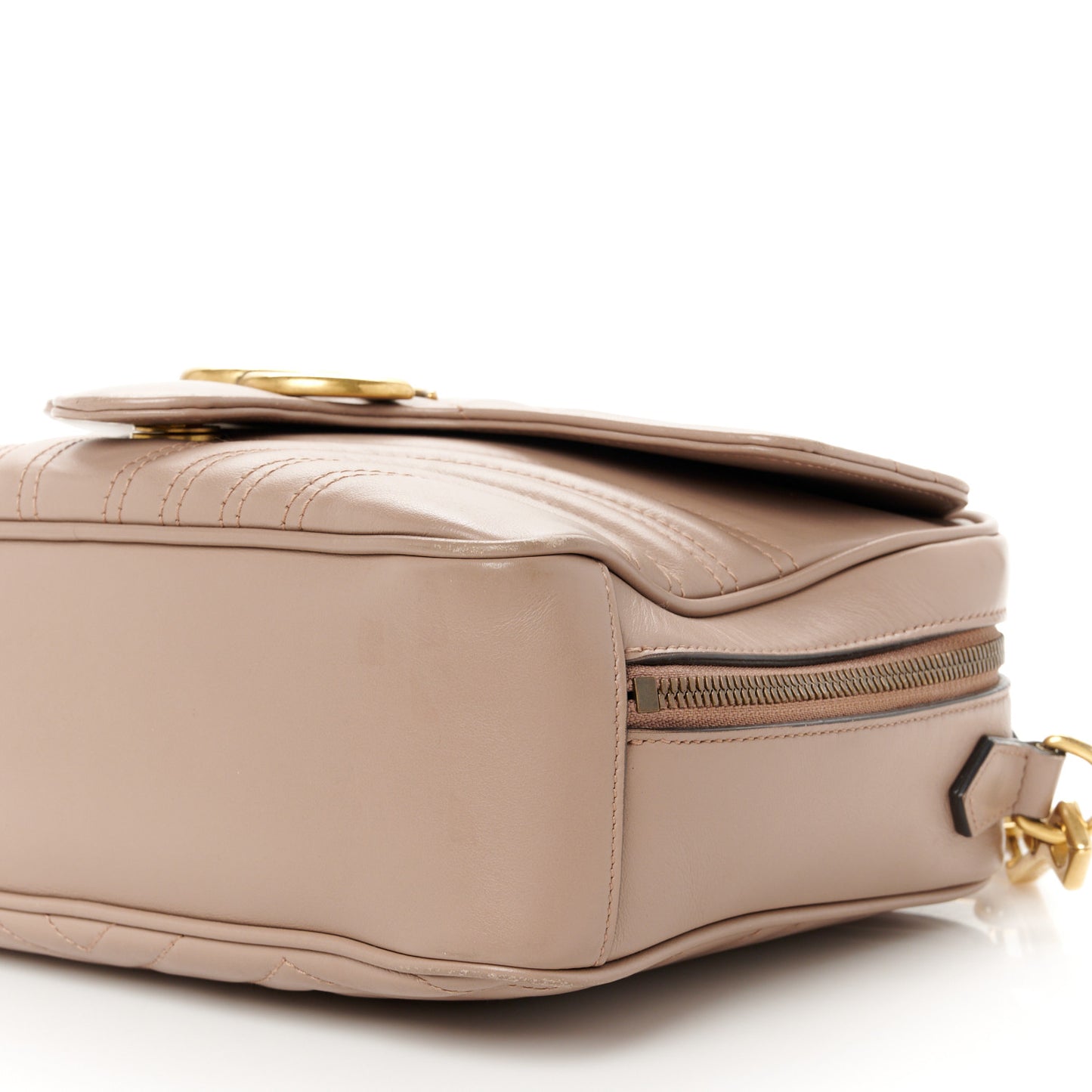 Calfskin Matelasse Sylvie Web Small GG Marmont Top Handle Shoulder Bag Porcelain Rose