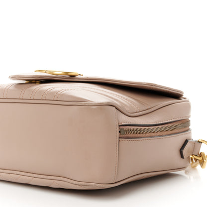 Gucci Calfskin Matelasse Sylvie Web Small GG Marmont Top Handle Shoulder Bag Porcelain Rose 13 of 13