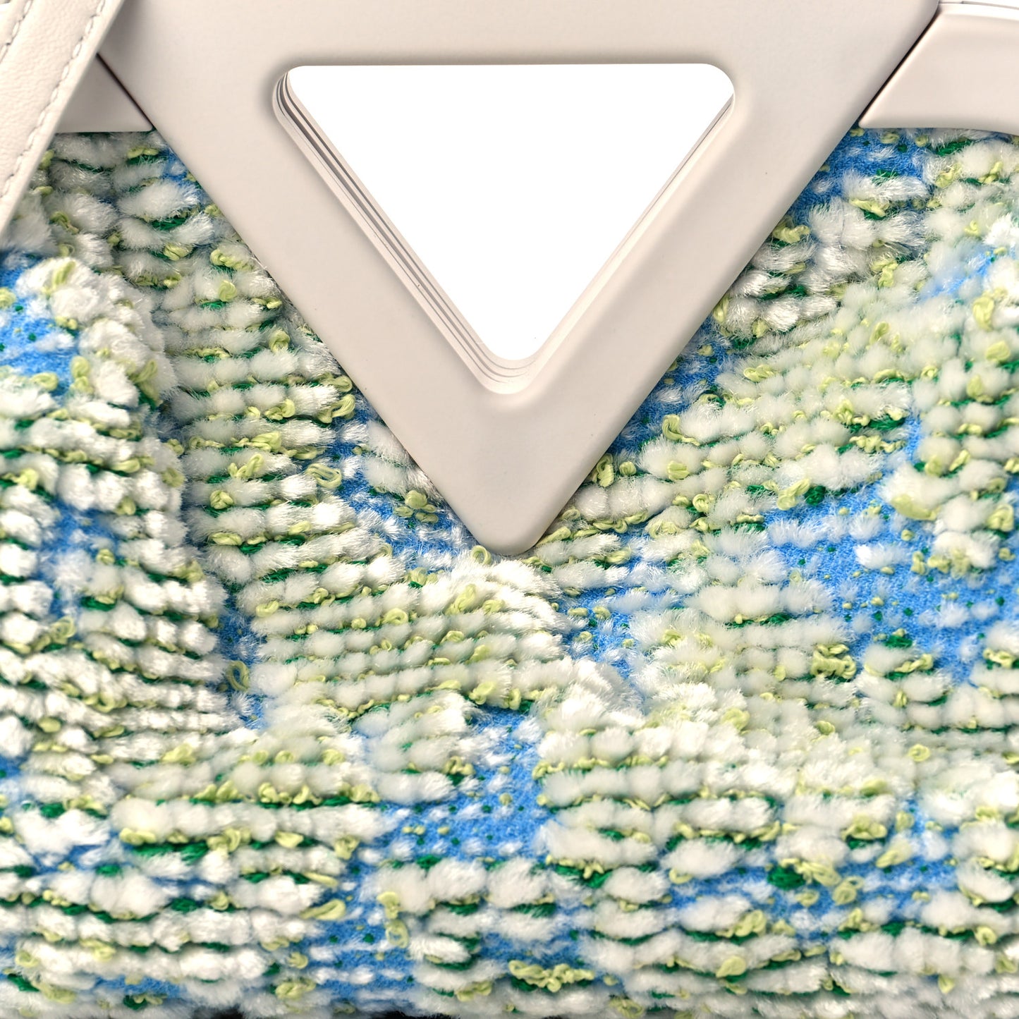 Textured Fabric Medium The Point Triangle Bag White Multicolor