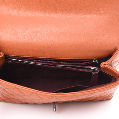 Chanel Caviar Quilted Small Coco Handle Flap Orange 5 of 10