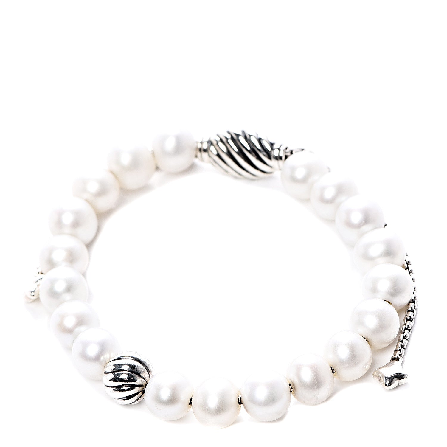 David Yurman Sterling Silver Pearl 8mm Spiritual Bead Bracelet 1 of 4