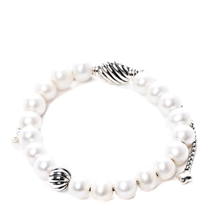 David Yurman Sterling Silver Pearl 8mm Spiritual Bead Bracelet 1 of 4