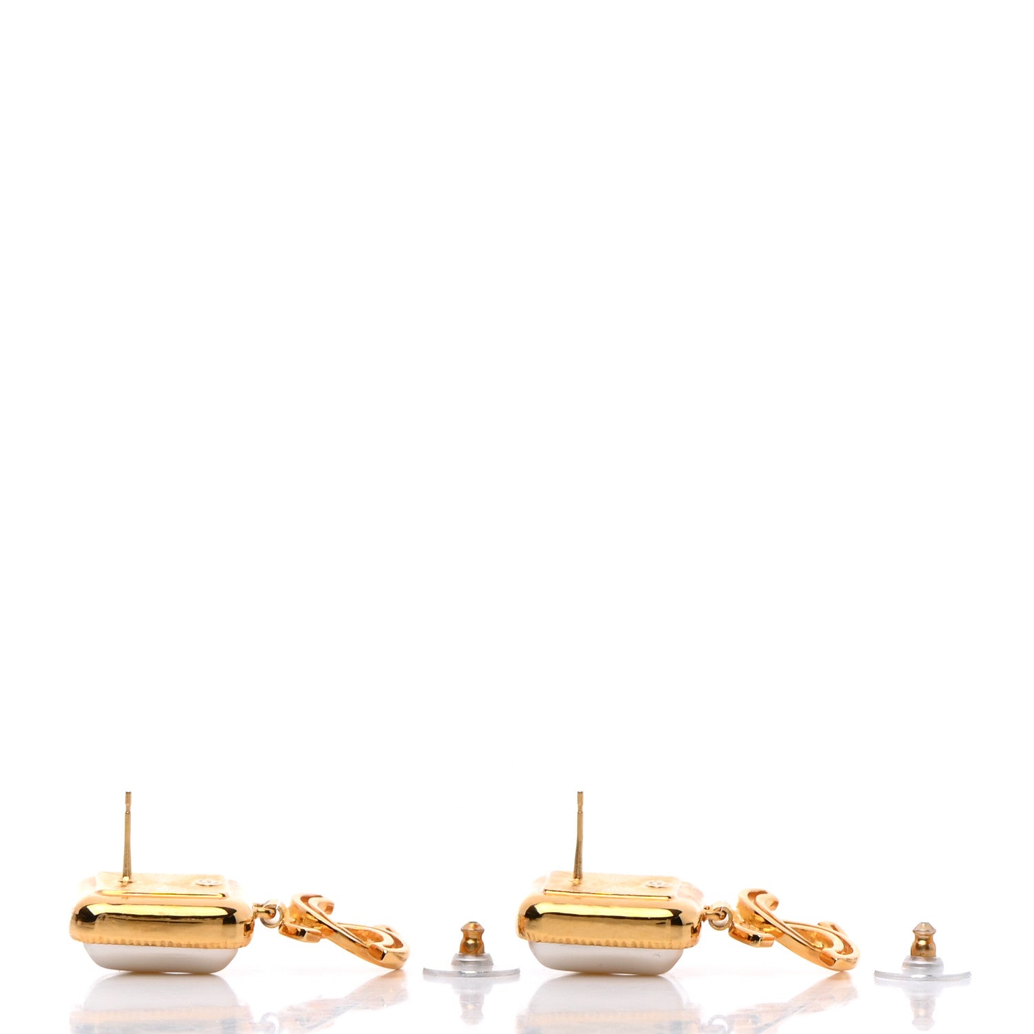 Chanel Metal Pearl Obazine CC Drop Earrings Gold 3 of 5