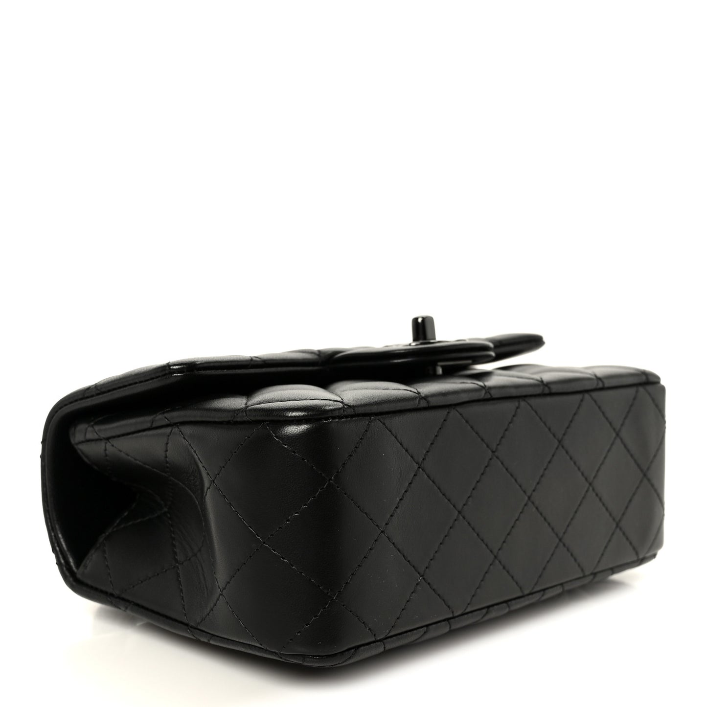 Lambskin Quilted Mini Top Handle Rectangular Flap So Black