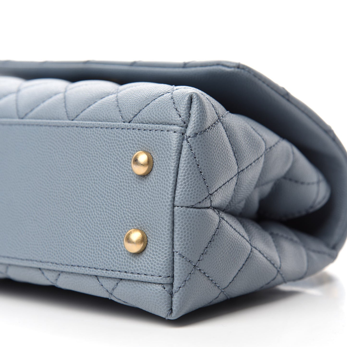 Caviar Lizard Quilted Mini Coco Handle Flap Light Blue