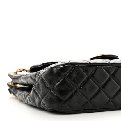 Chanel Shiny Crumpled Calfskin Quilted Wavy CC Hobo Black 9 of 11