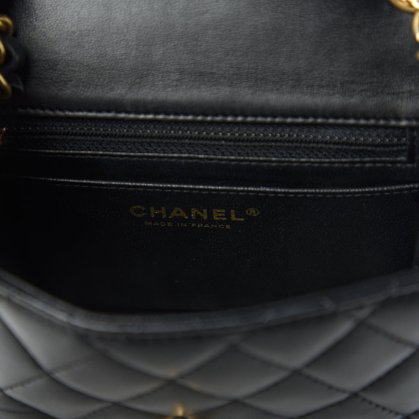 Lambskin Quilted Mini Square Flap Black